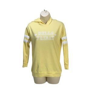 No Comment Girls Hoodie Sweatershirt Size Large Yellow Hello Friday Long Sleeve